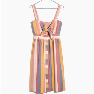 Madewell Tie-front Cutout Dress in Sherbet Stripe